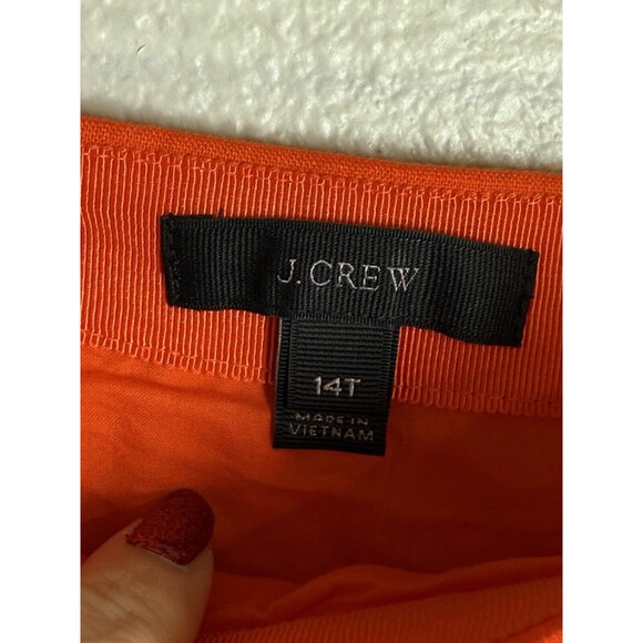 J Crew 100% Linen Faux Wrap Ruffle Skirt Womens 14 Tall Orange A-Line Layered - Picture 9 of 13